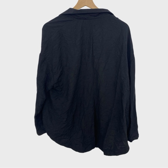 Kedem Sasson Black Crinkled Open Front Lightweight Jacket Size 12-14 - Picture 2 of 8